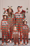 Vert Rouge Une Pièce Flocon de Neige Imprimé Plaid Pyjama Familial Assorti