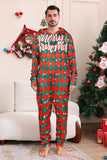 Vert Rouge Une Pièce Flocon de Neige Imprimé Plaid Pyjama Familial Assorti