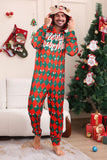 Vert Rouge Une Pièce Flocon de Neige Imprimé Plaid Pyjama Familial Assorti