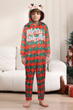 Vert Rouge Une Pièce Flocon de Neige Imprimé Plaid Pyjama Familial Assorti