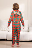 Vert Rouge Une Pièce Flocon de Neige Imprimé Plaid Pyjama Familial Assorti