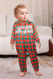 Vert Rouge Une Pièce Flocon de Neige Imprimé Plaid Pyjama Familial Assorti