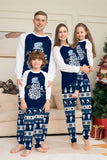Pantalon rayé à manches longues bleu foncé Ensemble pyjama de Noël imprimé