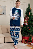 Pantalon rayé à manches longues bleu foncé Ensemble pyjama de Noël imprimé
