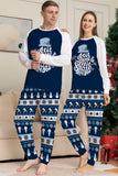 Pantalon rayé à manches longues bleu foncé Ensemble pyjama de Noël imprimé