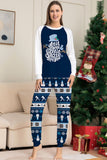 Pantalon rayé à manches longues bleu foncé Ensemble pyjama de Noël imprimé