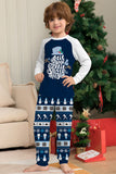 Pantalon rayé à manches longues bleu foncé Ensemble pyjama de Noël imprimé