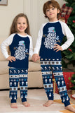 Pantalon rayé à manches longues bleu foncé Ensemble pyjama de Noël imprimé