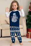 Pantalon rayé à manches longues bleu foncé Ensemble pyjama de Noël imprimé