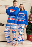 Ensemble pyjama de Noël à manches longues imprimé bleu