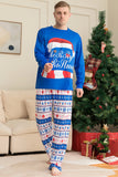 Ensemble pyjama de Noël à manches longues imprimé bleu