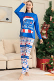 Ensemble pyjama de Noël à manches longues imprimé bleu