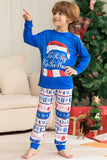 Ensemble pyjama de Noël à manches longues imprimé bleu