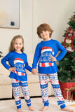 Ensemble pyjama de Noël à manches longues imprimé bleu