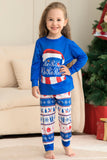 Ensemble pyjama de Noël à manches longues imprimé bleu