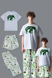 Pyjama familial assorti à manches courtes imprimé floral vert blanc