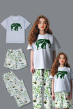 Pyjama familial assorti à manches courtes imprimé floral vert blanc