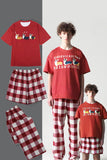 Pyjama familial assorti à manches courtes imprimé chien rouge