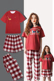 Pyjama familial assorti à manches courtes imprimé chien rouge