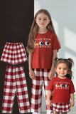 Pyjama familial assorti à manches courtes imprimé chien rouge