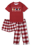 Pyjama familial assorti à manches courtes imprimé chien rouge