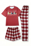 Pyjama familial assorti à manches courtes imprimé chien rouge