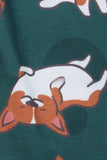 Pyjama familial assorti à manches courtes imprimé chien vert foncé