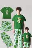 Pyjama familial assorti à manches courtes imprimé grenouille verte