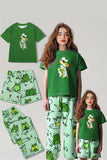 Pyjama familial assorti à manches courtes imprimé grenouille verte