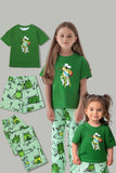 Pyjama familial assorti à manches courtes imprimé grenouille verte
