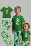 Pyjama familial assorti à manches courtes imprimé grenouille verte