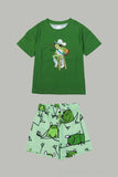 Pyjama familial assorti à manches courtes imprimé grenouille verte