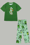 Pyjama familial assorti à manches courtes imprimé grenouille verte