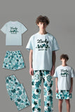 Pyjama familial assorti à manches courtes imprimé bleu clair
