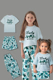 Pyjama familial assorti à manches courtes imprimé bleu clair