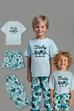 Pyjama familial assorti à manches courtes imprimé bleu clair