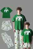 Pyjama familial assorti à manches courtes imprimé vert foncé