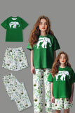 Pyjama familial assorti à manches courtes imprimé vert foncé