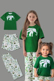 Pyjama familial assorti à manches courtes imprimé vert foncé
