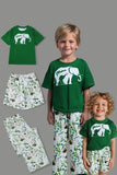 Pyjama familial assorti à manches courtes imprimé vert foncé