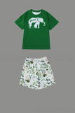 Pyjama familial assorti à manches courtes imprimé vert foncé
