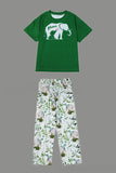 Pyjama familial assorti à manches courtes imprimé vert foncé