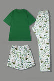 Pyjama familial assorti à manches courtes imprimé vert foncé