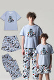 Pyjama familial assorti à manches courtes imprimé gris