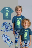 Pyjama de famille assorti lumineux imprimé gris bleu