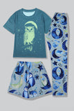 Pyjama de famille assorti lumineux imprimé gris bleu