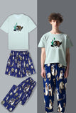 Pyjama familial assorti à imprimé animal vert clair