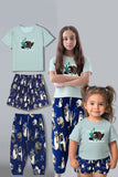 Pyjama familial assorti à imprimé animal vert clair