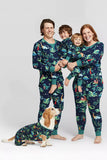 Pyjama de Noël familial à manches longues imprimé bleu marine et vert
