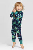 Pyjama de Noël familial à manches longues imprimé bleu marine et vert